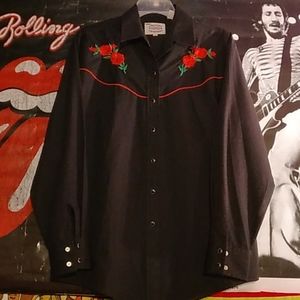 Vtg rose embroidered western top